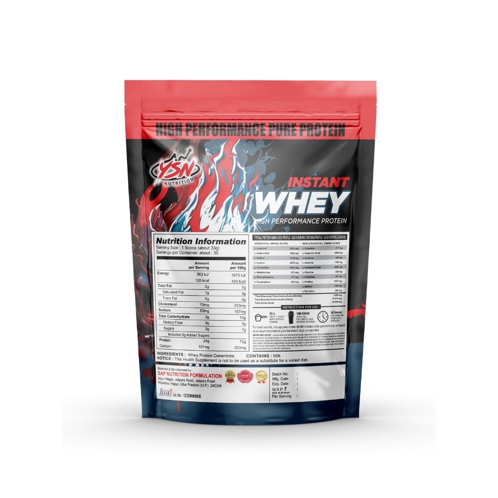 YSN Nutrition Instant Whey Protein Pouch 1000gm - Image 2
