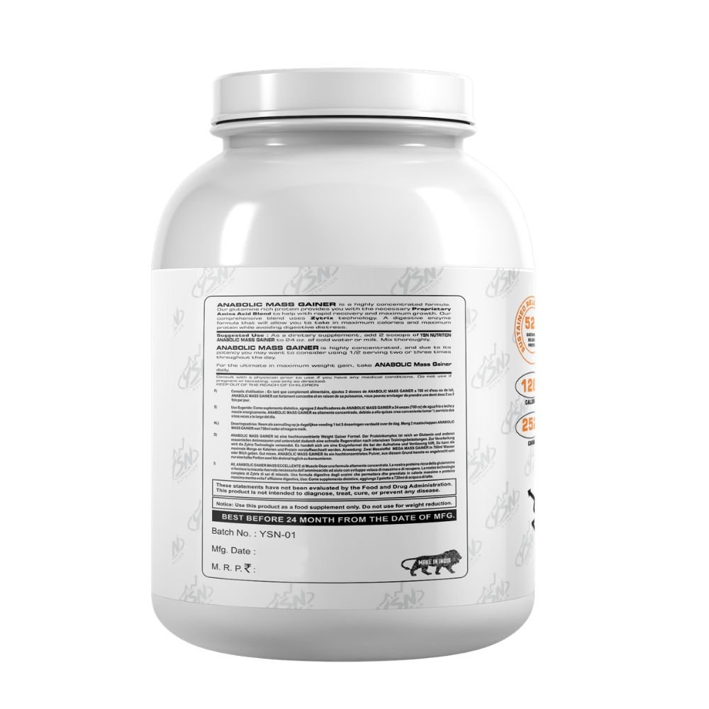 YSN Nutrition Anabolic Mass Gainer, 2.75kg - Image 2