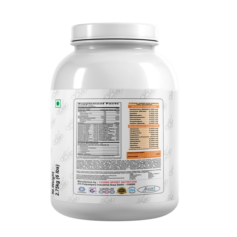 YSN Nutrition Anabolic Mass Gainer, 2.75kg - Image 3