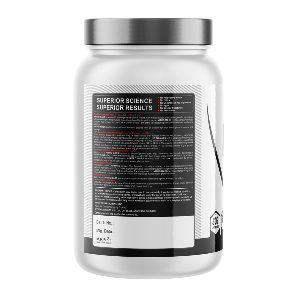 YSN Nutrition Nitro Mass Silver Series, 1000gm - Image 2