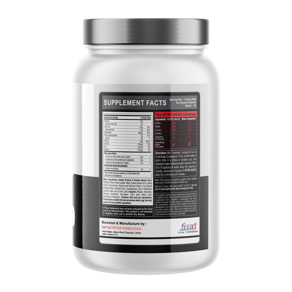 YSN Nutrition Nitro Mass Silver Series, 1000gm - Image 3