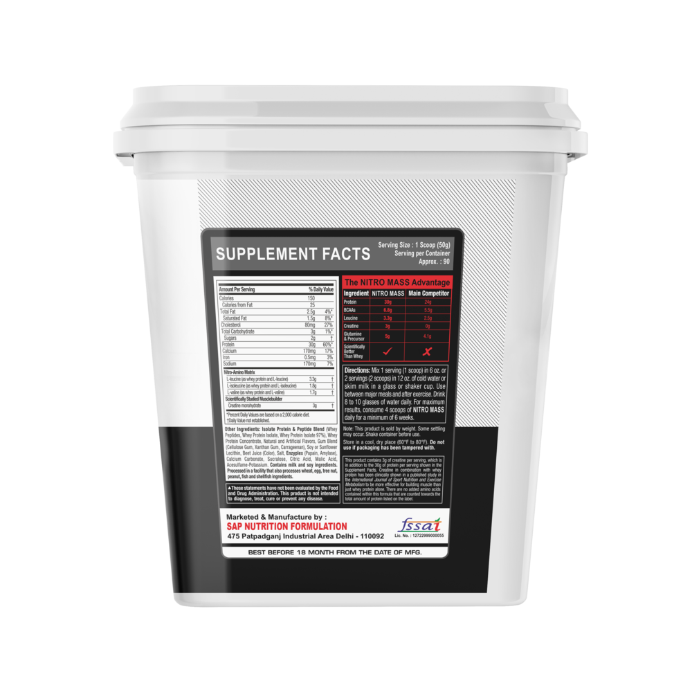 YSN Nutrition Nitro Mass Silver Series, 4500gm - Image 3