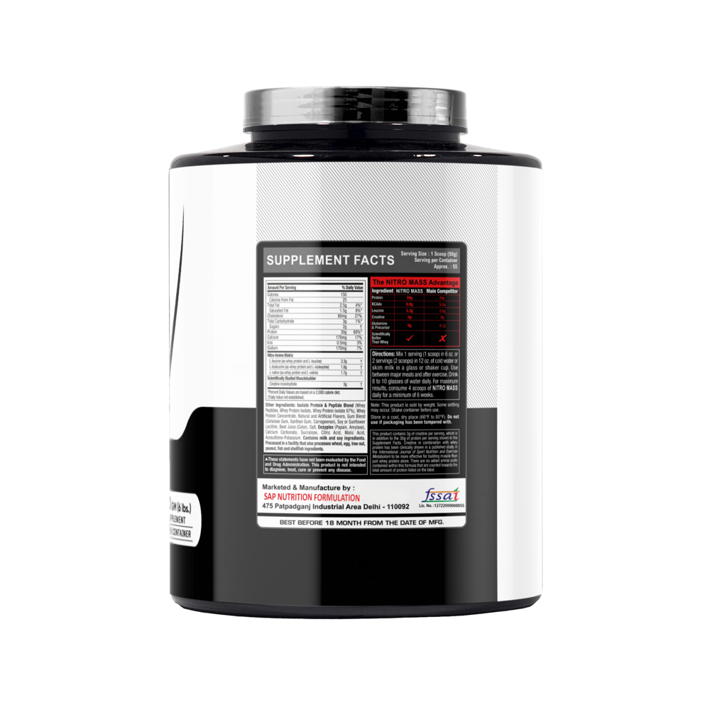 YSN Nutrition Nitro Mass Silver Series, 2750gm - Image 3